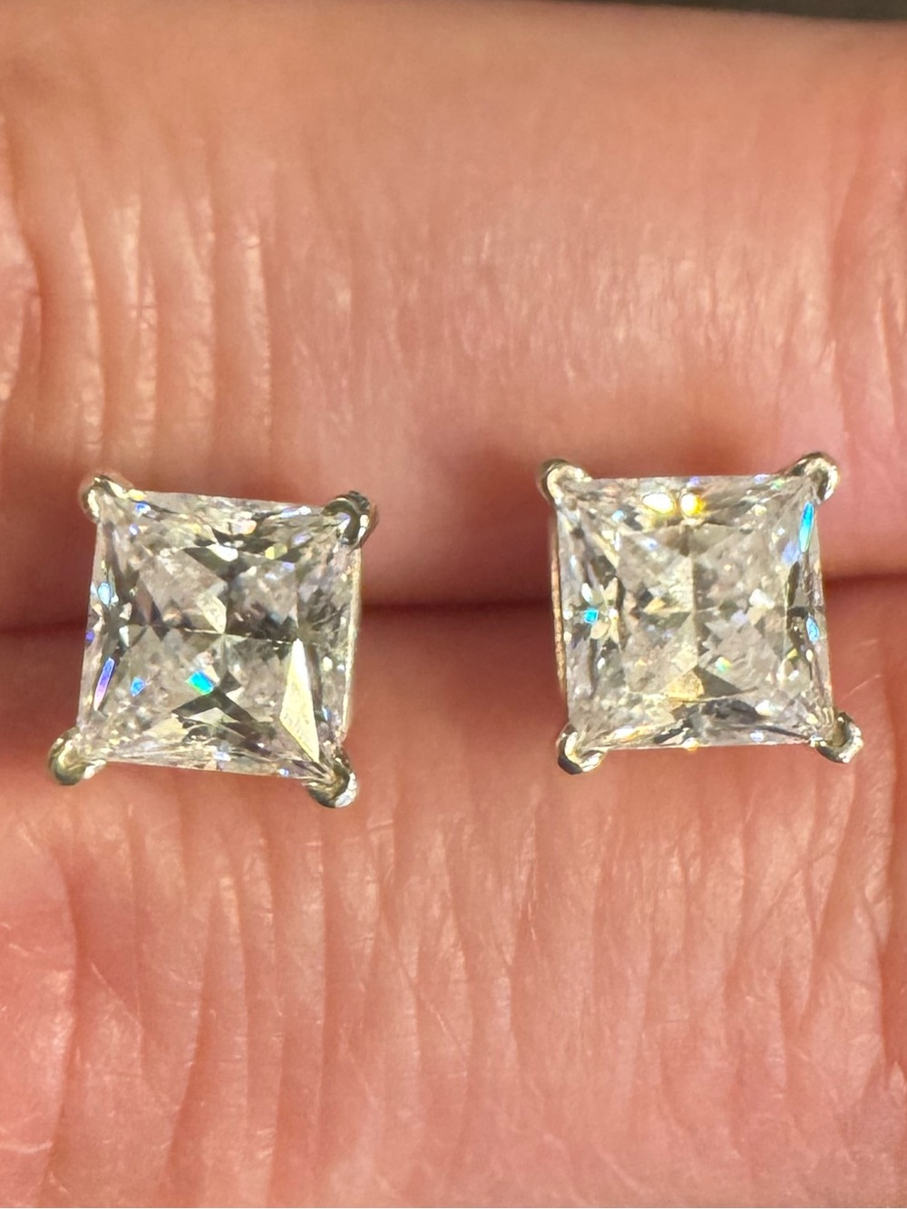 Classic Princess-Cut Cubic Zirconia Stud Earrings in Sterling Silver